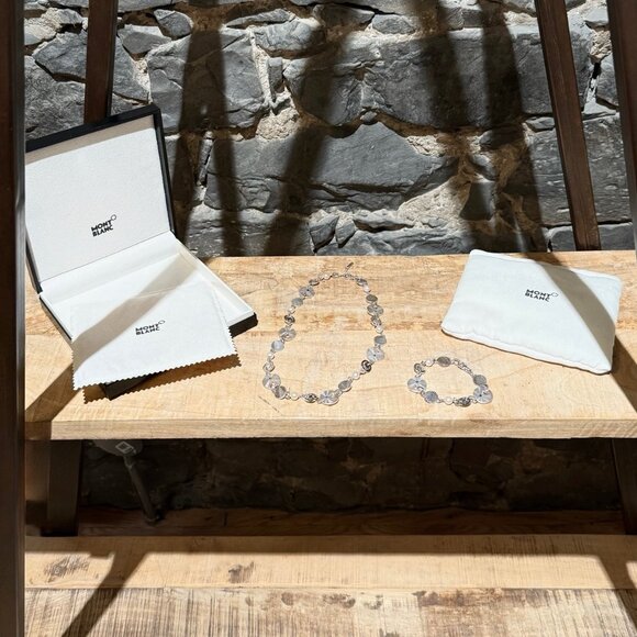 Montblanc Star Collection Sterling Silver Pearls Necklace & Bracelet Set - Picture 12 of 12